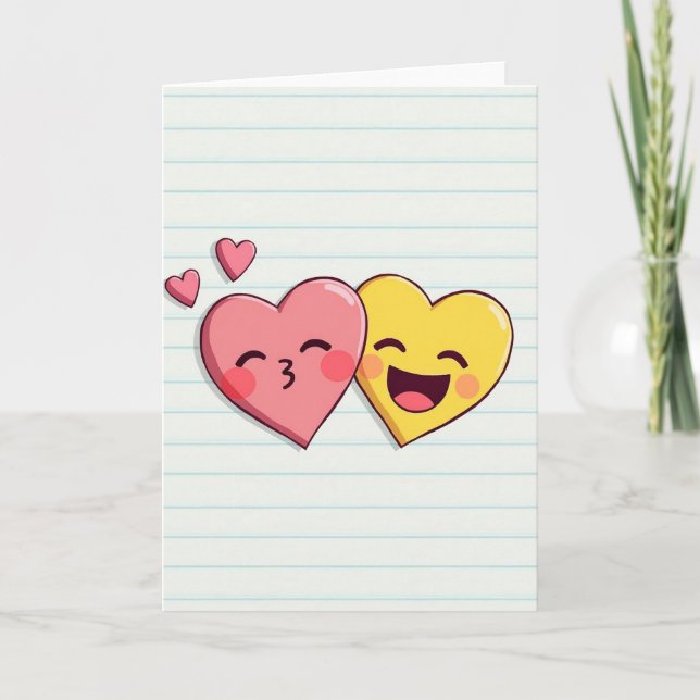 Cartão de Amor com Corações de Emoji Doce (Frente)