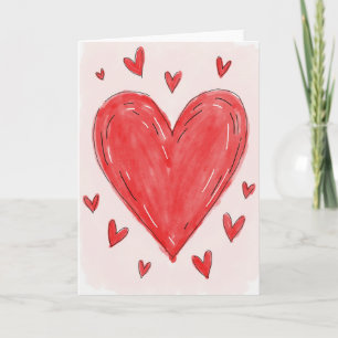 Cartão de Amor com Corações Desenhados à Mão