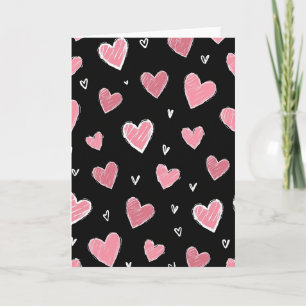 Cartão de Amor com Corações Rabiscados de Rosa
