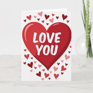Cartão de Amor com Corações Simples e Brilhantes