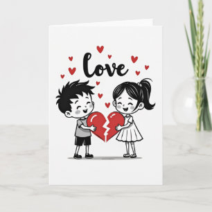 Cartão de Amor com Corações Vermelhos de Acabament