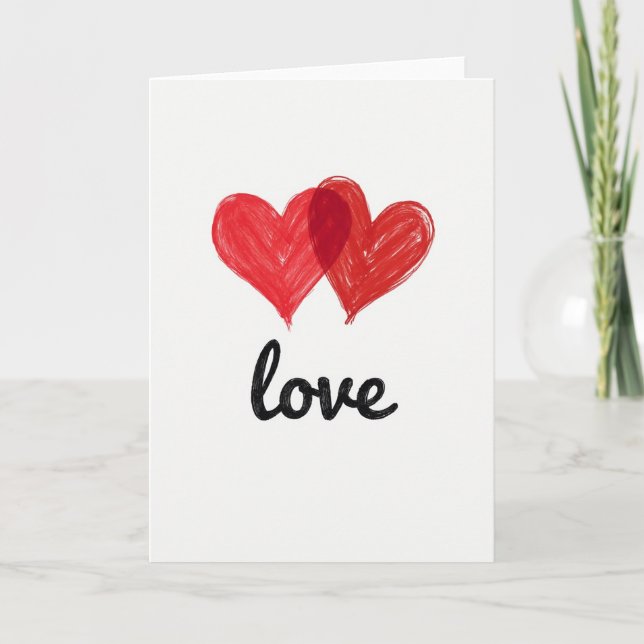 Cartão de Amor com Corações Vermelhos Simples (Frente)