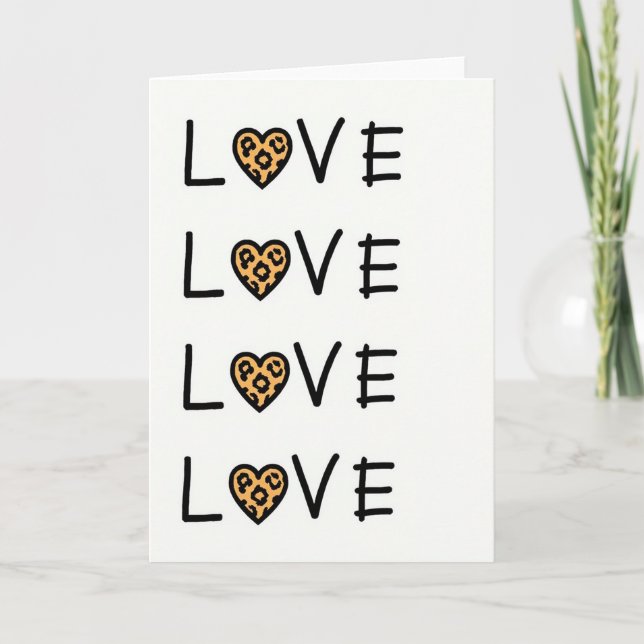 Cartão de Amor com Estampa de Leopardo (Frente)