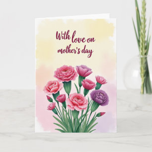 Cartão de Amor com Flores em Aquarela