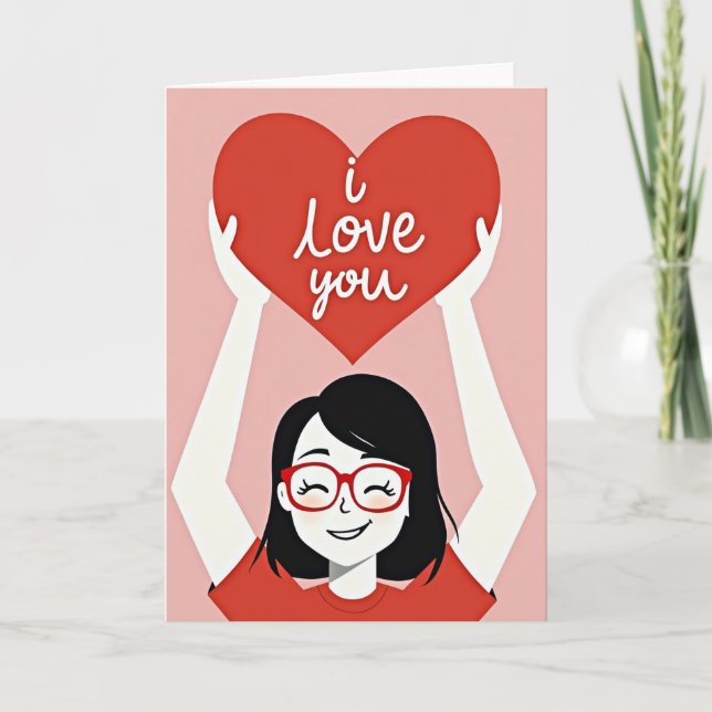 Cartão de Amor com Folha de Ouro Falsa Coração Ver (Frente)