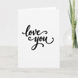 Cartão de Amor com Letra Cursiva Minimalista