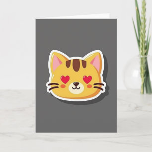 Cartão de Amor com Olhos de Coração de Gato Fofo