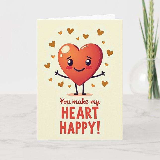Cartão de Amor com Padrão de Coração Feliz (Frente)