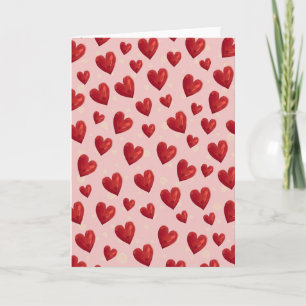 Cartão de Amor com Padrão de Coração Vermelho