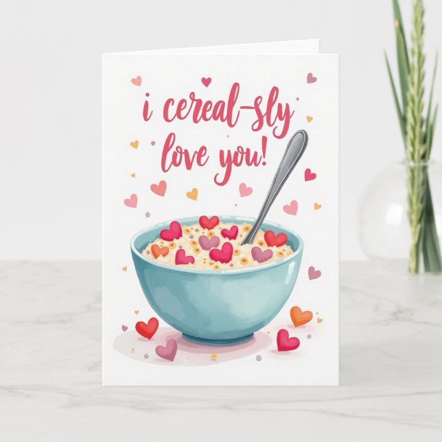 Cartão de Amor com Punção Divertida de Cereal (Frente)