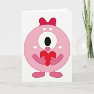 Cartão de Amor Coração de Monstro Rosa