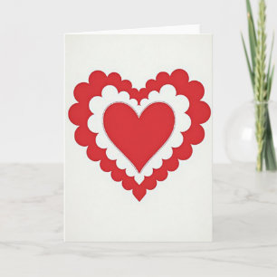 Cartão de Amor Coração Escalonado Vermelho