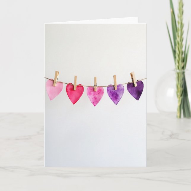 Cartão de Amor Corações Aquarela (Frente)