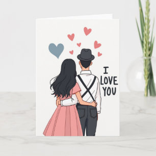 Cartão de Amor Corações de Casal Romântico