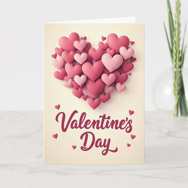 Cartão de Amor Corações Matte Românticos (Frente)