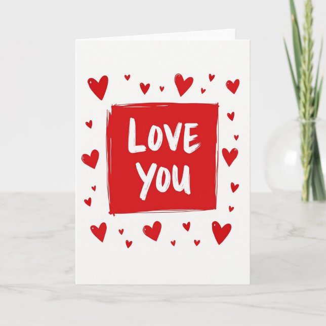 Cartão de Amor Corações Românticos (Frente)