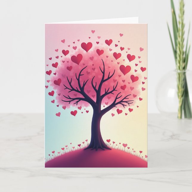 Cartão de Amor da Árvore dos Corações (Frente)