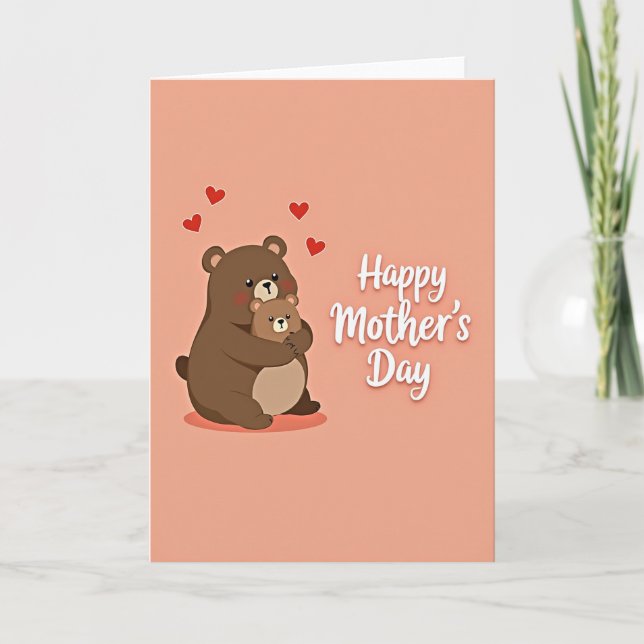 Cartão de Amor da Mãe do Urso Doce (Frente)