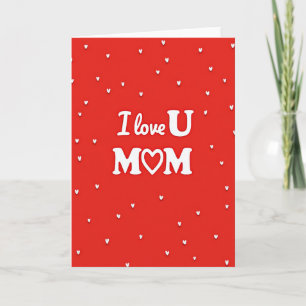 Cartão de Amor da Mamãe com Padrão de Coração Verm
