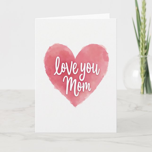 Cartão de Amor da Mamãe em Aquarela (Frente)