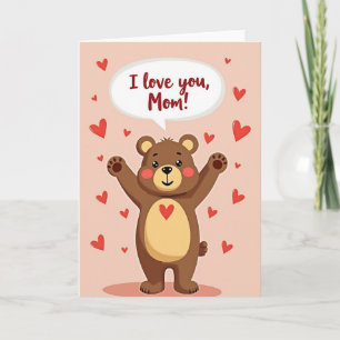 Cartão de Amor da Mamãe Urso Coração