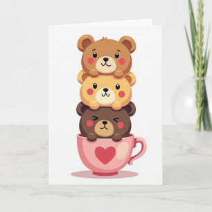Cartão de Amor da Pilha de Ursinho Fofo