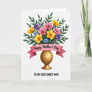 Cartão de Amor das Mães Vaso de Ouro