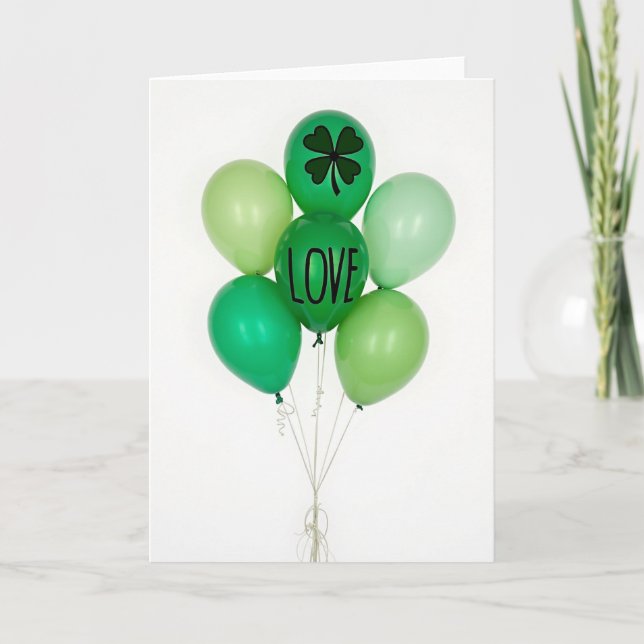 Cartão de Amor de Balões Verdes (Frente)