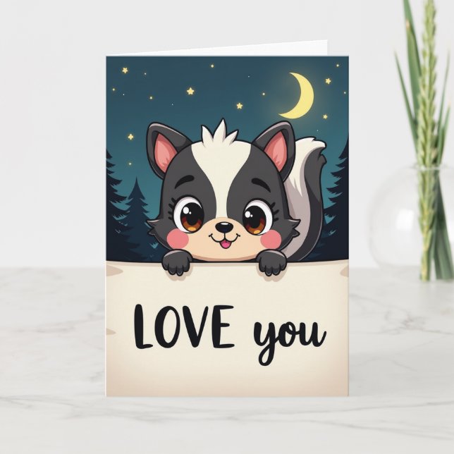 Cartão de Amor de Bebê Gambá Fofo (Frente)