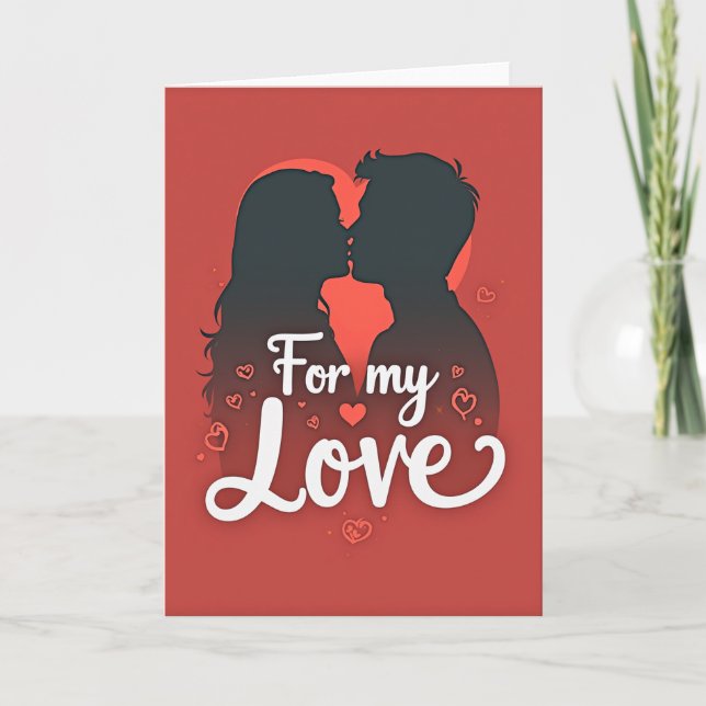Cartão de Amor de Beijo Romântico (Frente)