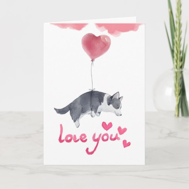 Cartão de Amor de Cachorrinho Fofo  (Frente)