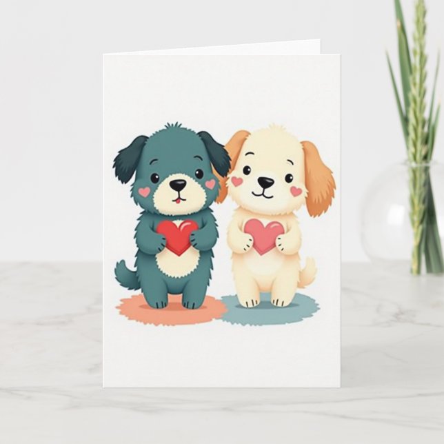 Cartão de Amor de Cachorrinho Fofo (Frente)