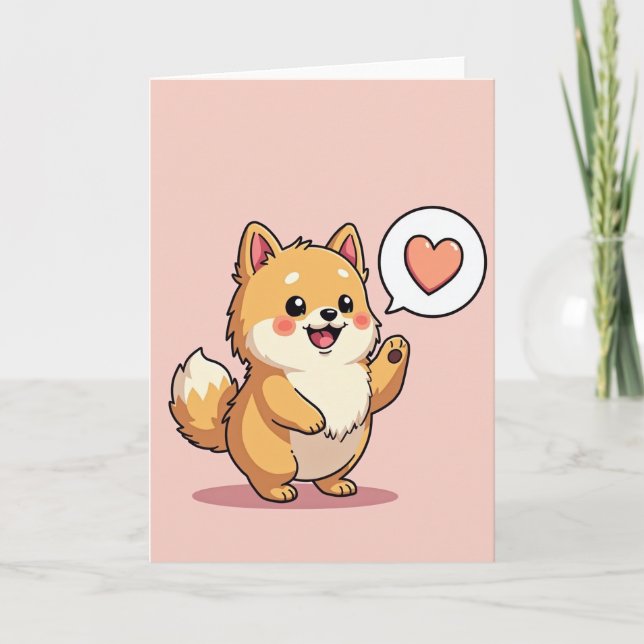 Cartão de Amor de Cachorrinho Fofo (Frente)