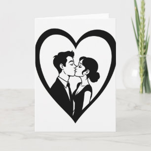 Cartão de Amor de Casal Beijo no Coração
