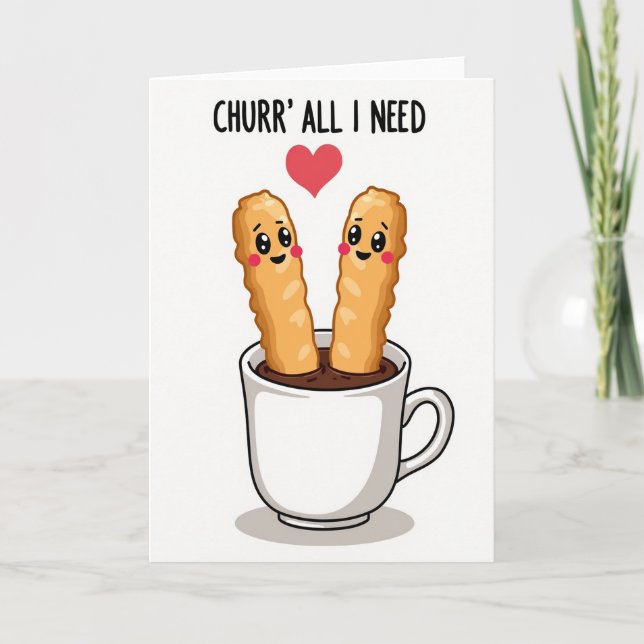 Cartão de Amor de Churro de Chocolate Fofo (Frente)