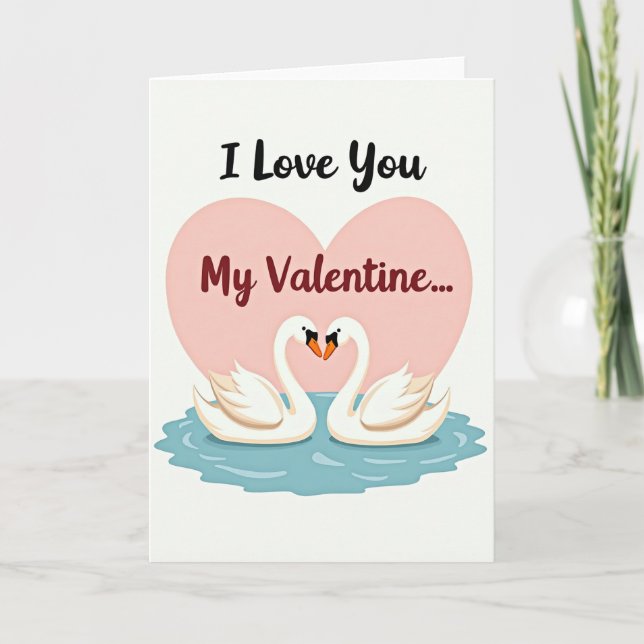 Cartão de Amor de Cisne de Coração (Frente)