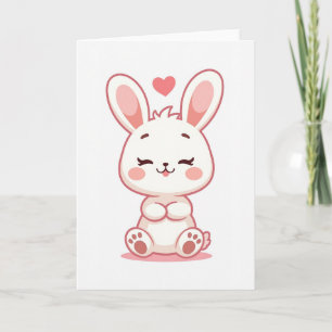 Cartão de Amor de Coelho Minimalista