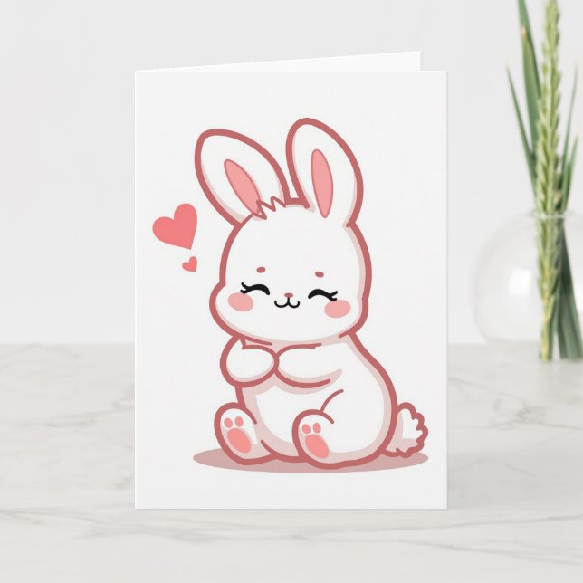 Cartão de Amor de Coelho Simples (Frente)