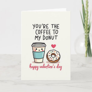 Cartão de Amor de Donut de Café no Dia dos Namorad
