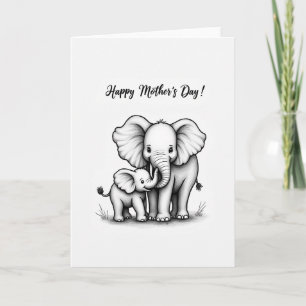 Cartão de Amor de Elefante Monocromático