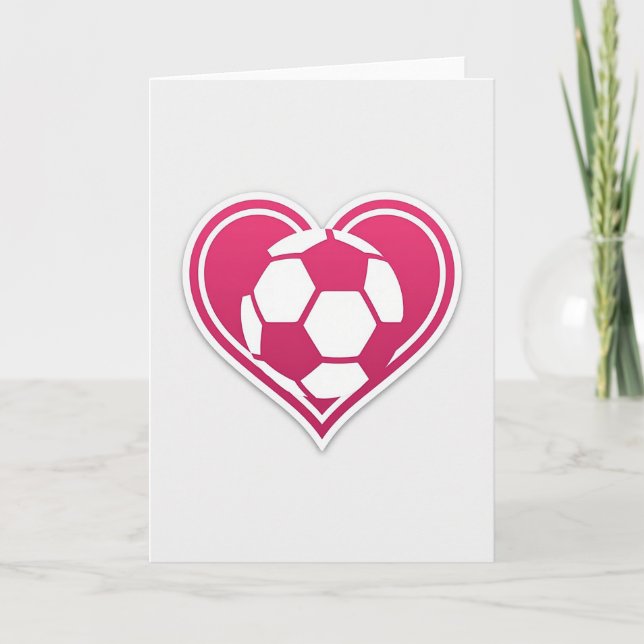 Cartão de Amor de Futebol de Coração (Frente)