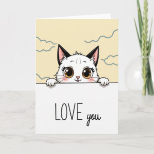 Cartão de Amor de Gatinho Kawaii