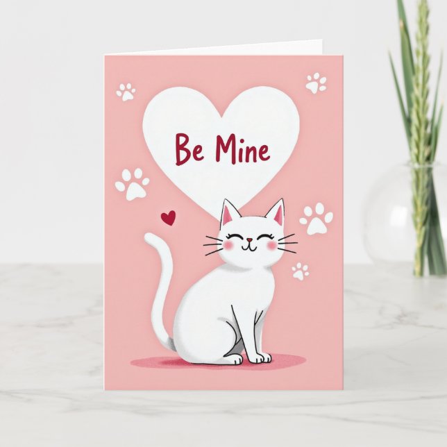 Cartão de Amor de Gato Seja Meu (Frente)