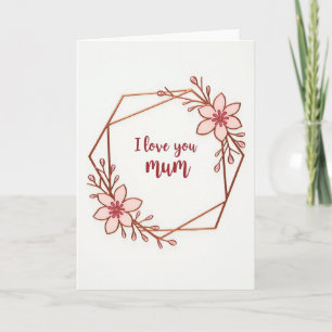 Cartão de Amor de Mãe com Hexágono Floral