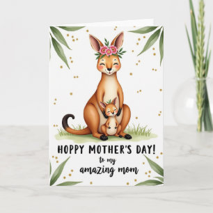 Cartão de Amor de Mãe e Bebê Animal
