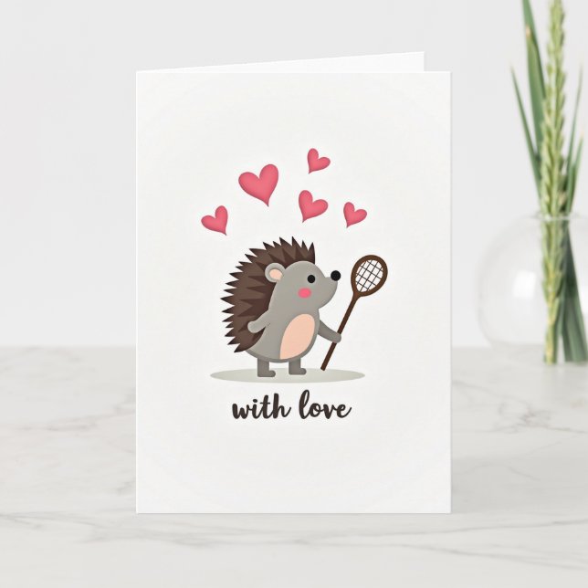 Cartão de Amor de Ouriço Fofo (Frente)