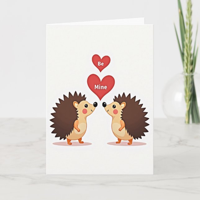 Cartão de Amor de Ouriço 'Seja Meu' (Frente)