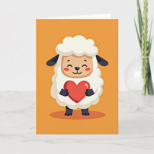 Cartão de Amor de Ovelha Fofa e Feliz