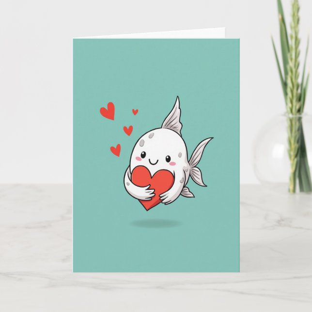 Cartão de Amor de Peixe Coracão (Frente)