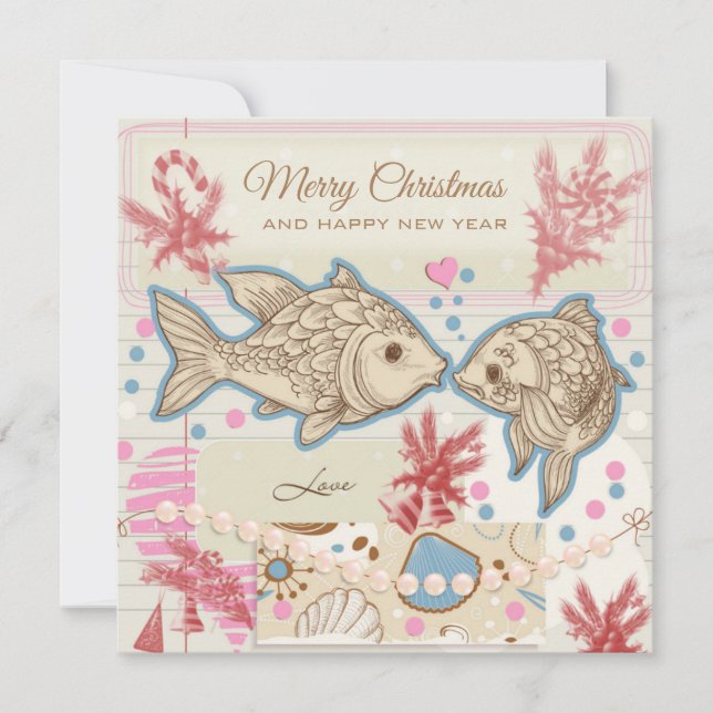 cartão de amor de peixe de Natal (Frente)